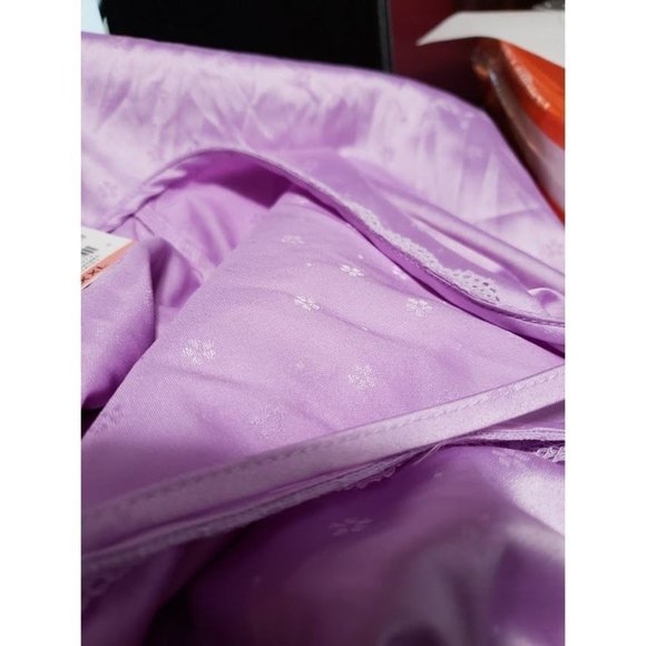 New Satin Lace-Trimmed Jacquard Pajama Romper, XS - Picture 4 of 4